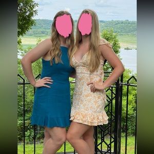 Size 10 Teal BCBG Generation Linen Mini Dress